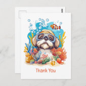 Dank Je Shih Tzu Hond Snorkelt Koraalrif Briefkaart (Voorkant / Achterkant)