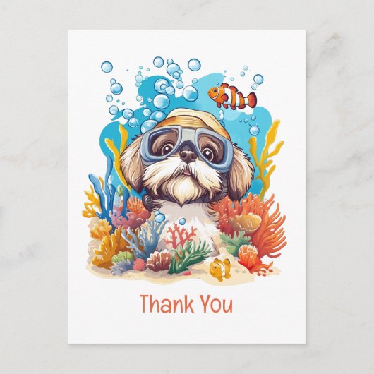 Dank Je Shih Tzu Hond Snorkelt Koraalrif Briefkaart (Voorkant)