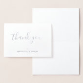 Dank je simpele kalligrafie Persoonlijke Zilver Folie Kaarten (Display)