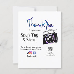 Dank je snap tag deel media camera voeg socials to briefkaart