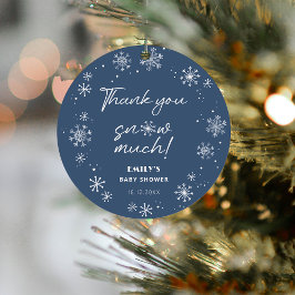 Dank je sneeuw veel blauwe baby shower bedankjes labels