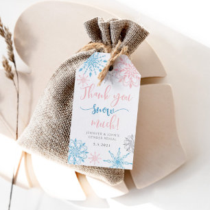 Dank je sneeuw veel geslacht onthulling dank je cadeaulabel