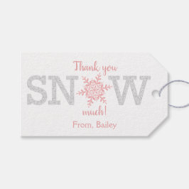 Dank Je SNEEUW Veel Winter EENderland Roze Zilver Cadeaulabel