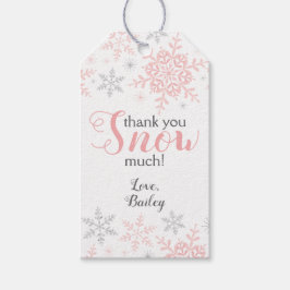 Dank Je SNOEHeel Veel Winter EENderland Roze Sneeu Cadeaulabel