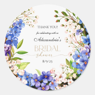 Dank je Something Blue: Baby’s Breath & Flax Ronde Sticker