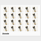 Dank je Sparkling Wine Fles Zwarte Strik Vierkante Sticker (Vel)