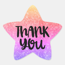 Dank je sterren glitter pastelsticker ster sticker