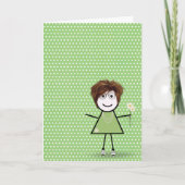 Dank je Stick Girl met Daisies Bedankkaart (Voorkant)