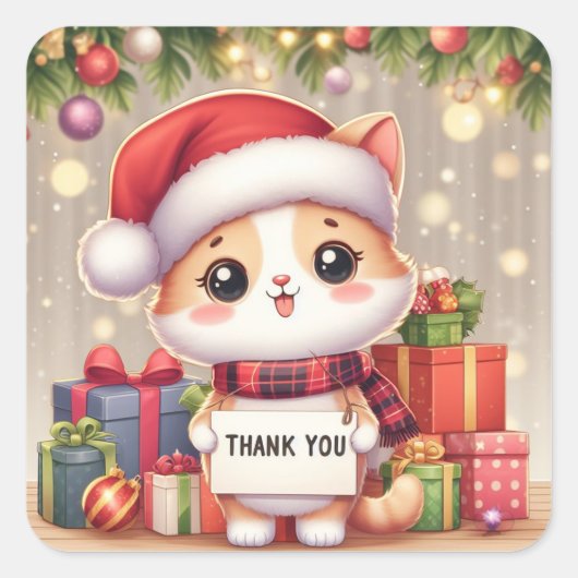 Dank je Sticker met een poes (Voorkant)