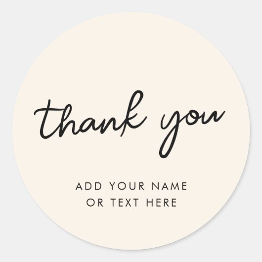 Dank je Sticker | Minimaal Neutraal Crème (Voorkant)