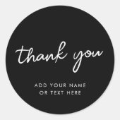 Dank je Sticker | Stijlvolle Typografische Zwarte (Voorkant)