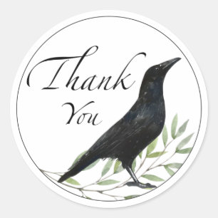 Dank je Stickers Crow Bird Flowers Sticker