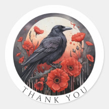 Dank je Stickers Crow Bird Flowers Sticker