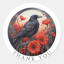 Dank je Stickers Crow Bird Flowers Sticker