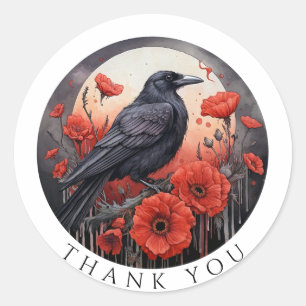 Dank je Stickers Crow Bird Flowers Sticker