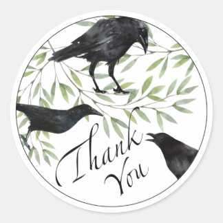 Dank je Stickers Crow Bird Flowers Sticker