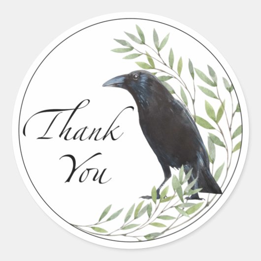 Dank je Stickers Crow Bird Flowers Sticker (Voorkant)