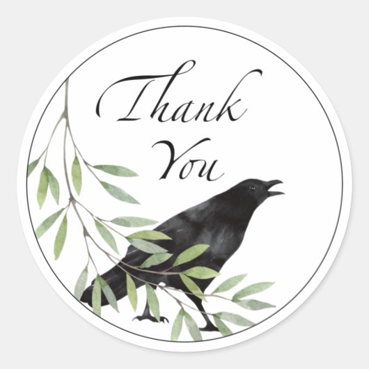 Dank je Stickers Crow Bird Flowers Sticker (Voorkant)