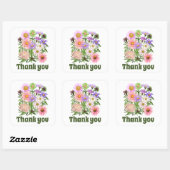 Dank je Stickers mooie bloemen roze groen (Vel)