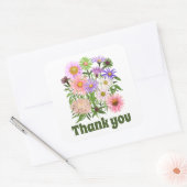 Dank je Stickers mooie bloemen roze groen (Envelop)