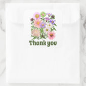 Dank je Stickers mooie bloemen roze groen (Tas)