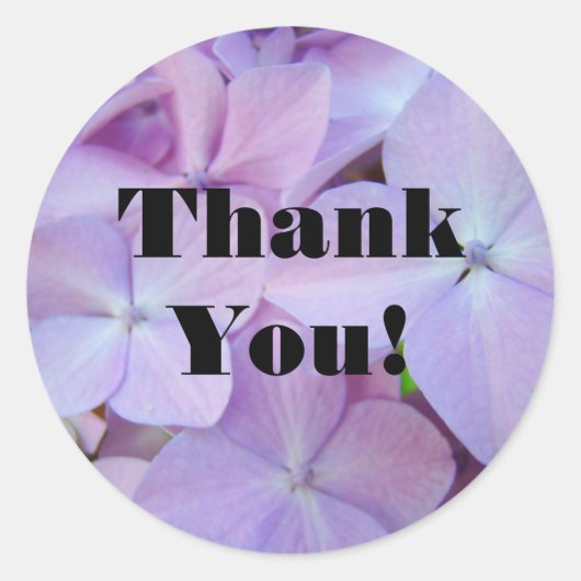 Dank je! stickers Paarse Hydrangea bloemen (Voorkant)