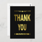 Dank je Stijlvolle Zwarte Gouden Typografie Briefkaart (Voorkant / Achterkant)