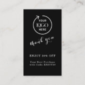 Dank je | Stijlvolle zwarte moderne Logo Kortingskaartje (Achterkant)