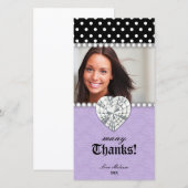 Dank je Stippen Lace Pearls Jewel Sweet 16 Paars Bedankkaart (Voorkant / Achterkant)