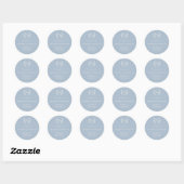 Dank je stoffig blauwe monogram trouwdag ronde sticker (Vel)