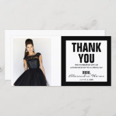 Dank je Sweet 16 Fotokaart Modern Zwart & Wit Bedankkaart (Voorkant / Achterkant)