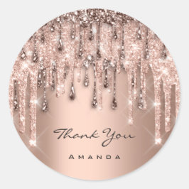 Dank je Sweet 16th Bruids Trouwroos Glitter Drip Ronde Sticker