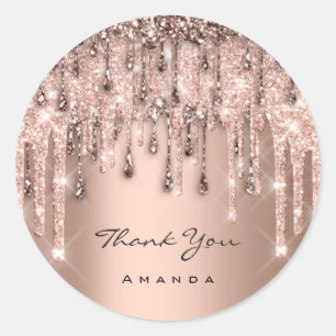 Dank je Sweet 16th Bruids Trouwroos Glitter Drip Ronde Sticker
