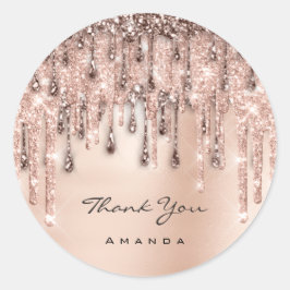 Dank je Sweet 16th Bruidsroos Trouw Glitter Drip Ronde Sticker