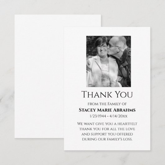 Dank je, Sympathiekaart, verlies Bedankkaart (Voorkant / Achterkant)