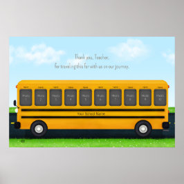 Dank je Teacher Yellow School Bus 10 foto's Poster