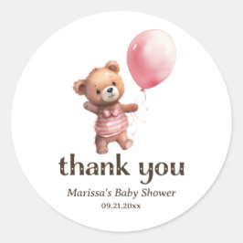 Dank je Teddy Bear Girl Baby shower Sticker