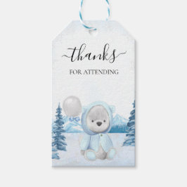 Dank je Teddybeer Kerstmis Winter Cadeaulabel