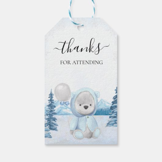 Dank je Teddybeer Kerstmis Winter Cadeaulabel (Achterkant)