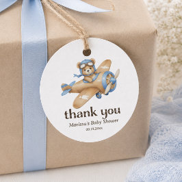 Dank Je Teddybeer Piloot Baby Jongens Baby Shower Bedankjes Labels