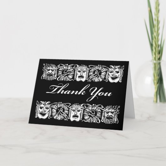 Dank je, Theatermasker Theme, Blank Inside Kaart (Voorkant)