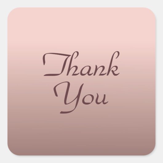 Dank je trendy sjabloon roze goudkleur elegant vierkante sticker (Voorkant)