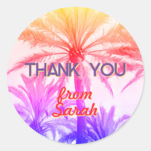DANK JE tropische palmboom retro 80's zomer  Ronde Sticker