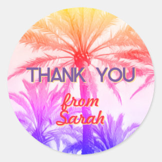 DANK JE tropische palmboom retro 80's zomer Ronde Sticker