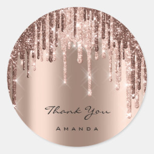 Dank je Trouw 16e Bruidsroos Glitter Fonkel Ronde Sticker
