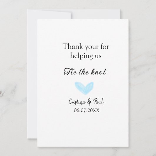 dank je trouw de knoop blauwe hart trouw rustiek kaart (Voorkant)