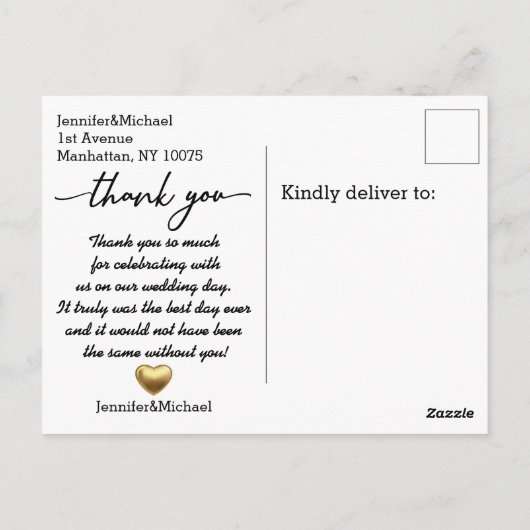 dank je, trouwcollage, aangepast briefkaart (Achterkant)