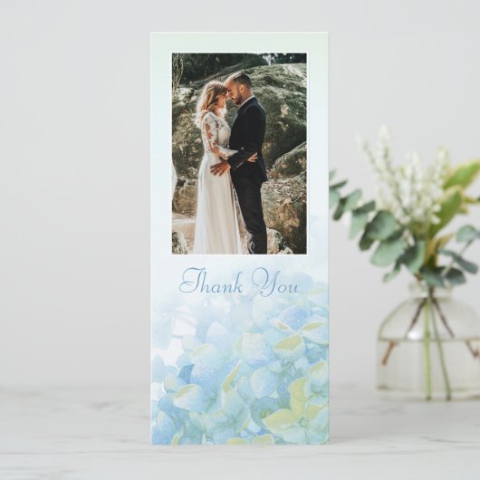 Dank je trouwfoto hydrangea kaart (Staand voorkant)