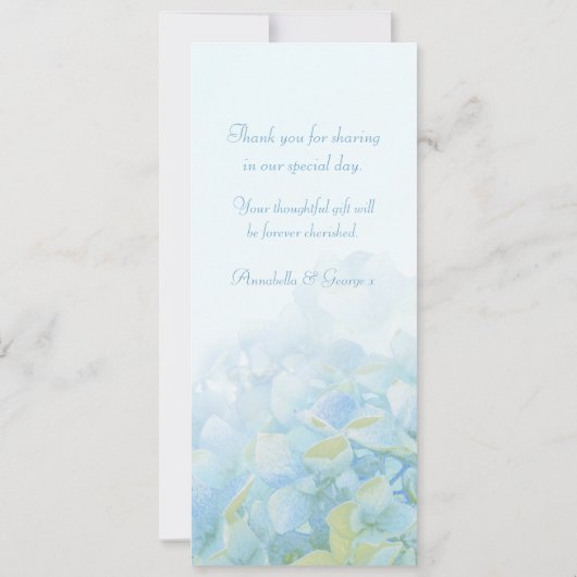 Dank je trouwfoto hydrangea kaart (Achterkant)