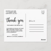 Dank je trouwfoto modern script zwart briefkaart (Achterkant)